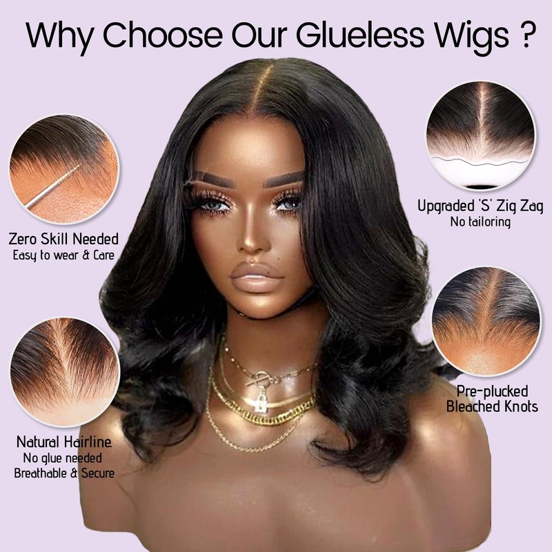 UVVUVV Bob Wig Human Hair Glueless Wigs Human Hair Pre Plucked Pre Cut 180% Density 4x4 HD Lace Closure Body Wave Bob Wigs for Black Women 8 Inch (4x4 Body Wave, 8 Inch)