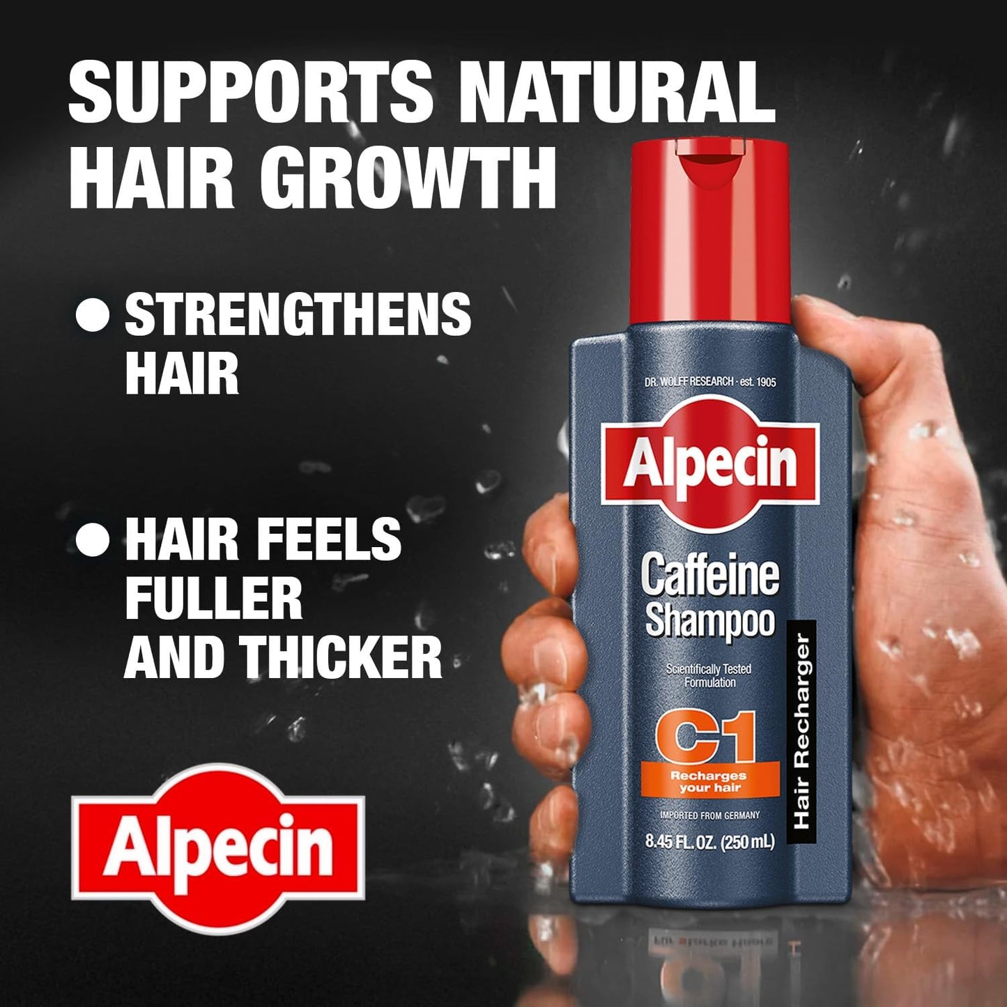 Alpecin C1 Caffeine Shampoo - Hair Growth & Thickness Booster | 8.45 fl Oz (Pack of 3)