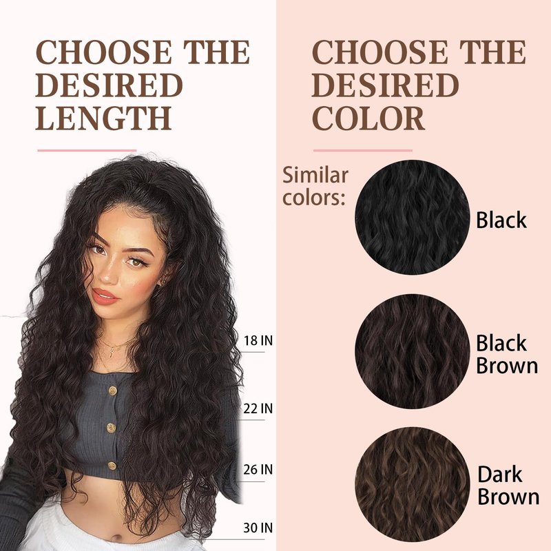 ORSUNCER Claw Long Wavy Ponytail Extension Black Brown 30" Curly Pony Tail Clip in Hair Extensions for Women fluffy Natural Looking Synthetic Hairpiece for Daily Use