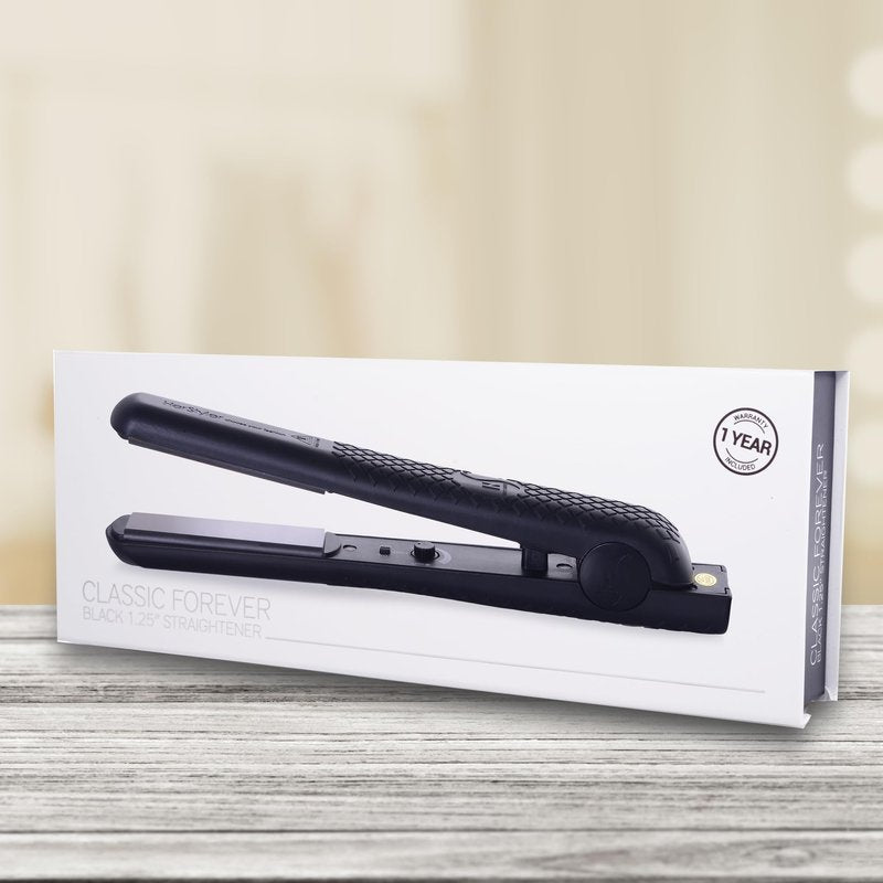 HerStyler Forever Straightening Flat Iron - Travel Friendly Dual Voltage Flat Iron 1.25 inch - Ceramic Hair Straightener for Silken Hair - Negative Ion Technology to Fight Frizz