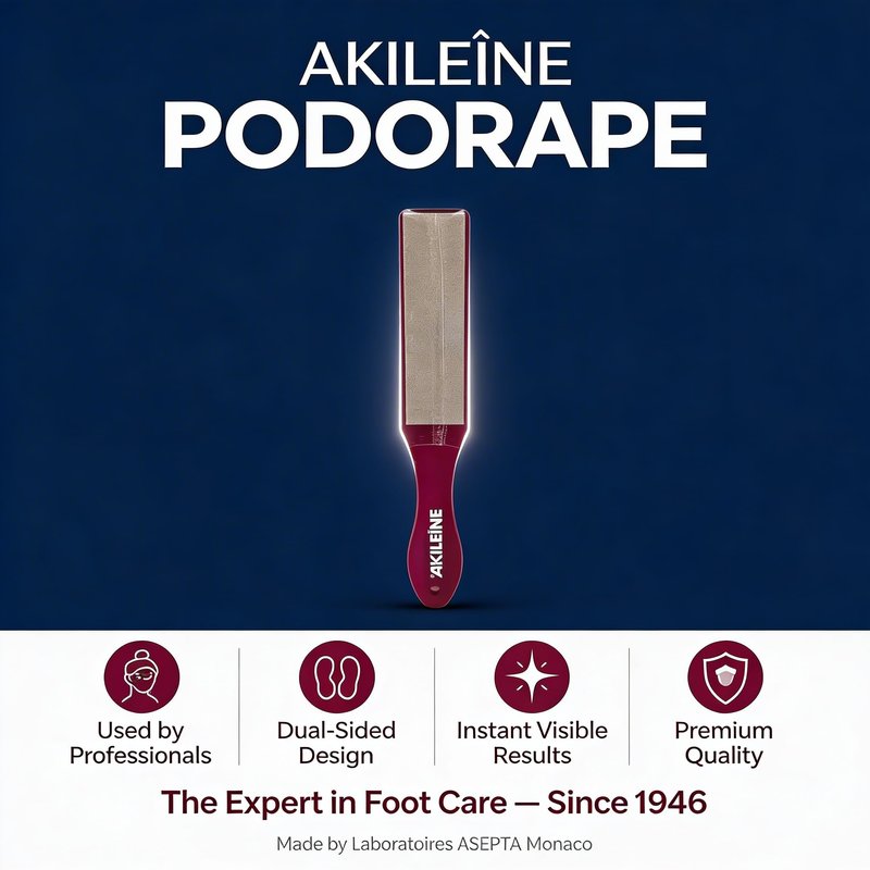 Akileine Podorape Foot File - Double-Sided Foot Scrubber and Callus Remover for Feet, Pedicure Tools for Dead Skin Removal, Ergonomic Design for Comfort, Heel Scraper for Cracked Heels