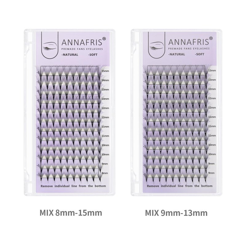 ANNAFRIS Premade Fans Eyelash Extensions 20D Thickness 0.05 D Curl 8-15mm Mix Short Stem Pointy Base Premade Volume Lash Extensions C D Curl(20D-D-0.05,8-15mm Mix)