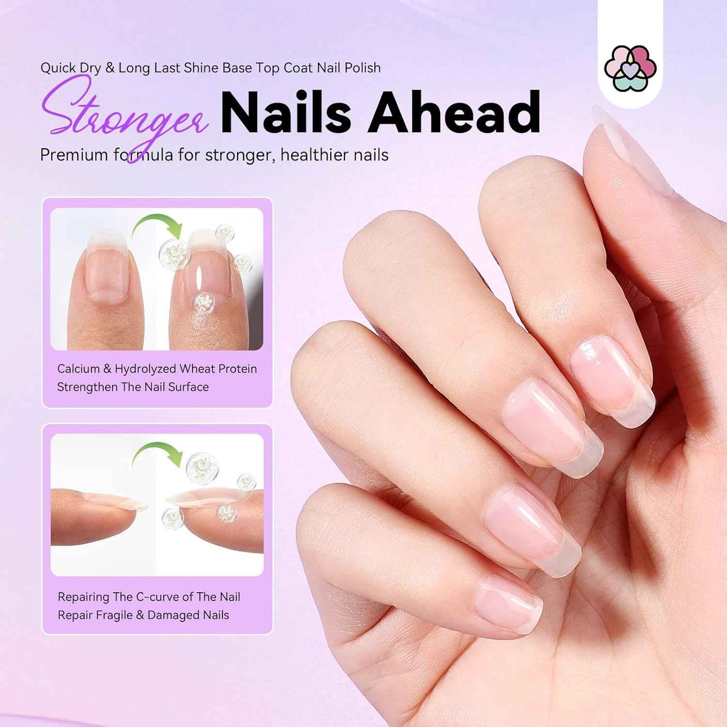 12 Neon Bright Nail Polish Kit with 2-in-1 Base & Top Coat for Nail Art