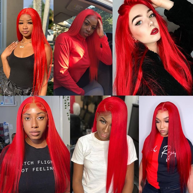 Phyoung Red Hair Lace Front Wigs Long Straight Hair Red Wig Heat Resistant Glueless Synthetic Lace Front Wigs for Women