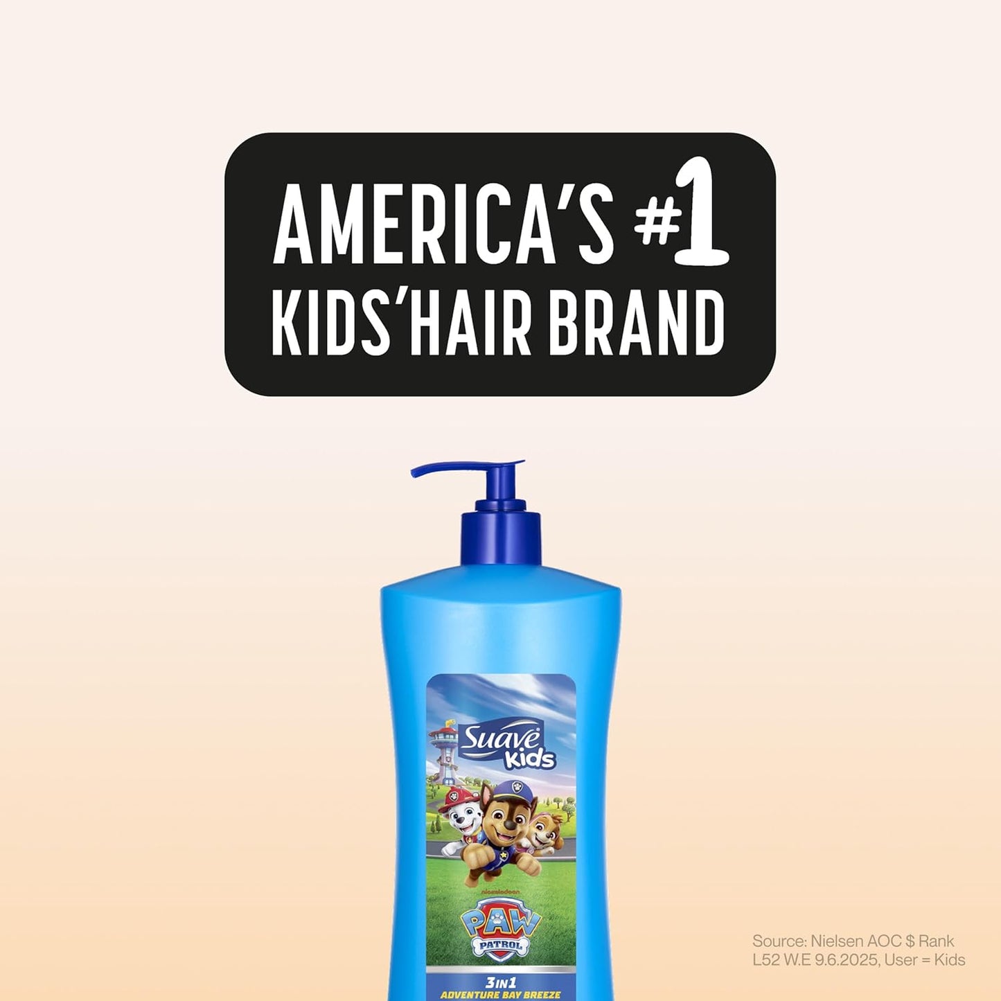 Suave Kids Paw Patrol 3-in-1 Shampoo, Conditioner & Body Wash - Tear-Free Adventure Bay Breeze, 28 FL OZ Pump