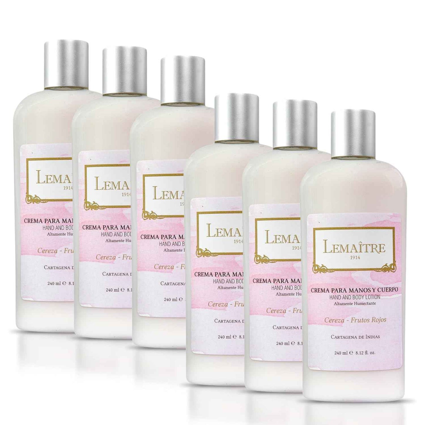 Cherry Hydrating Hand & Body Cream - Non-Greasy Moisturizer, Fast Absorbing Lotion, Travel-Friendly (Pack of 6)