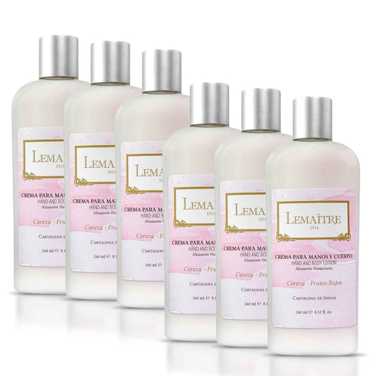 Cherry Hydrating Hand & Body Cream - Non-Greasy Moisturizer, Fast Absorbing Lotion, Travel-Friendly (Pack of 6)