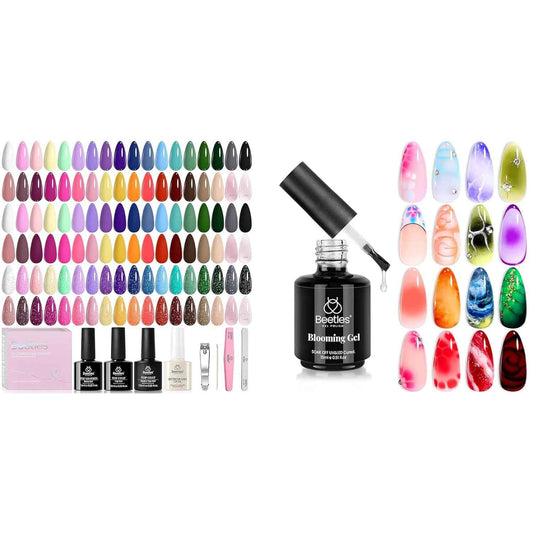 Beetles 44 PCS Gel Nail Polish Set with 15ml Clear Blooming Gel - UV/LED Nail Art