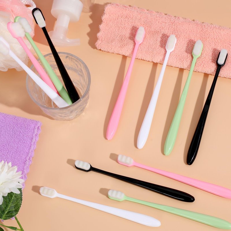 Tticai 80 Pcs 7" 4 Colors Extra Soft Toothbrush Bulk 20, 000 Soft Bristle Toothbrush Compact Micro Nano Toothbrushes Manual Comfort Toothbrush for Braces Sensitive Teeth Recession