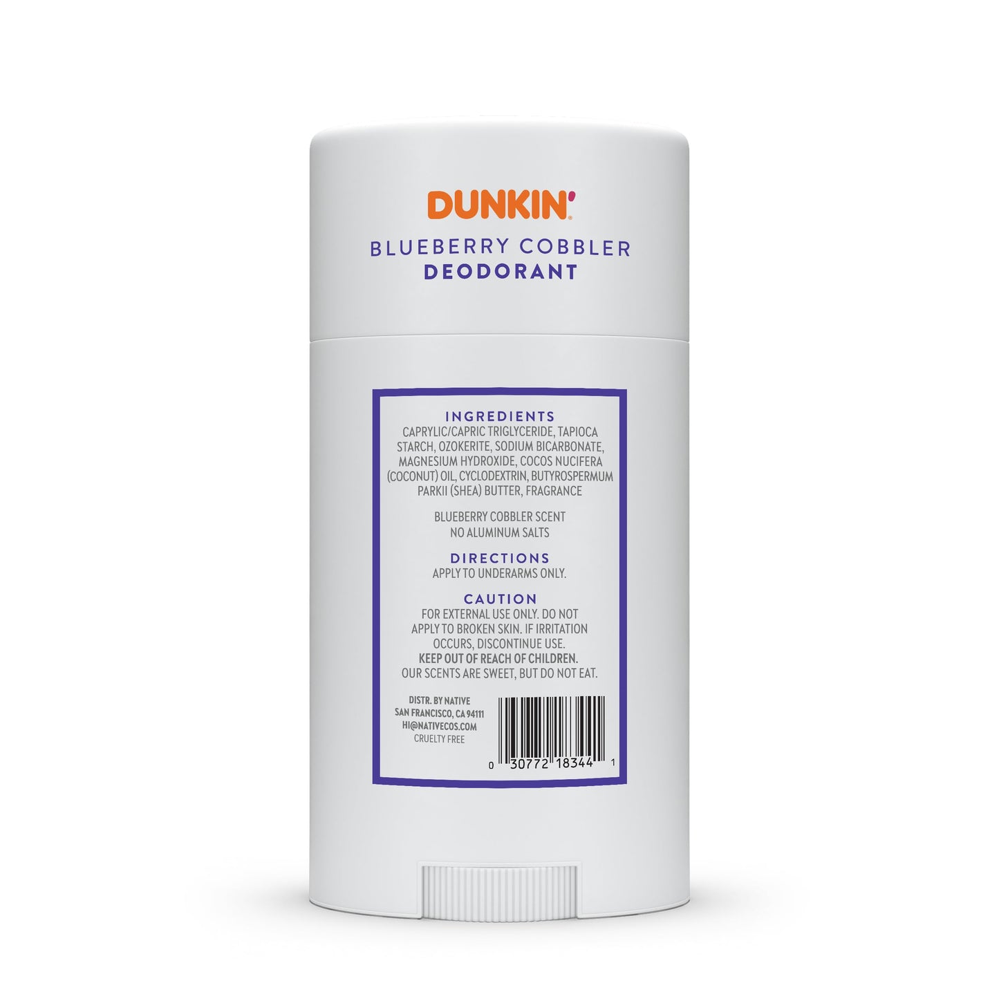 Native Deodorant | Limited Dunkin Donuts Edition | Aluminum Free with Baking Soda, Probiotics, Coconut Oil and Shea Butter | Blueberry Cobbler 2.65oz