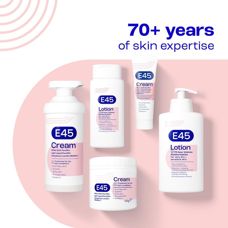 E45 Eucalyptus Scented Cream, 500g - Whole Body Moisturizer for Dry Skin & Eczema Relief, Paraffin Enriched