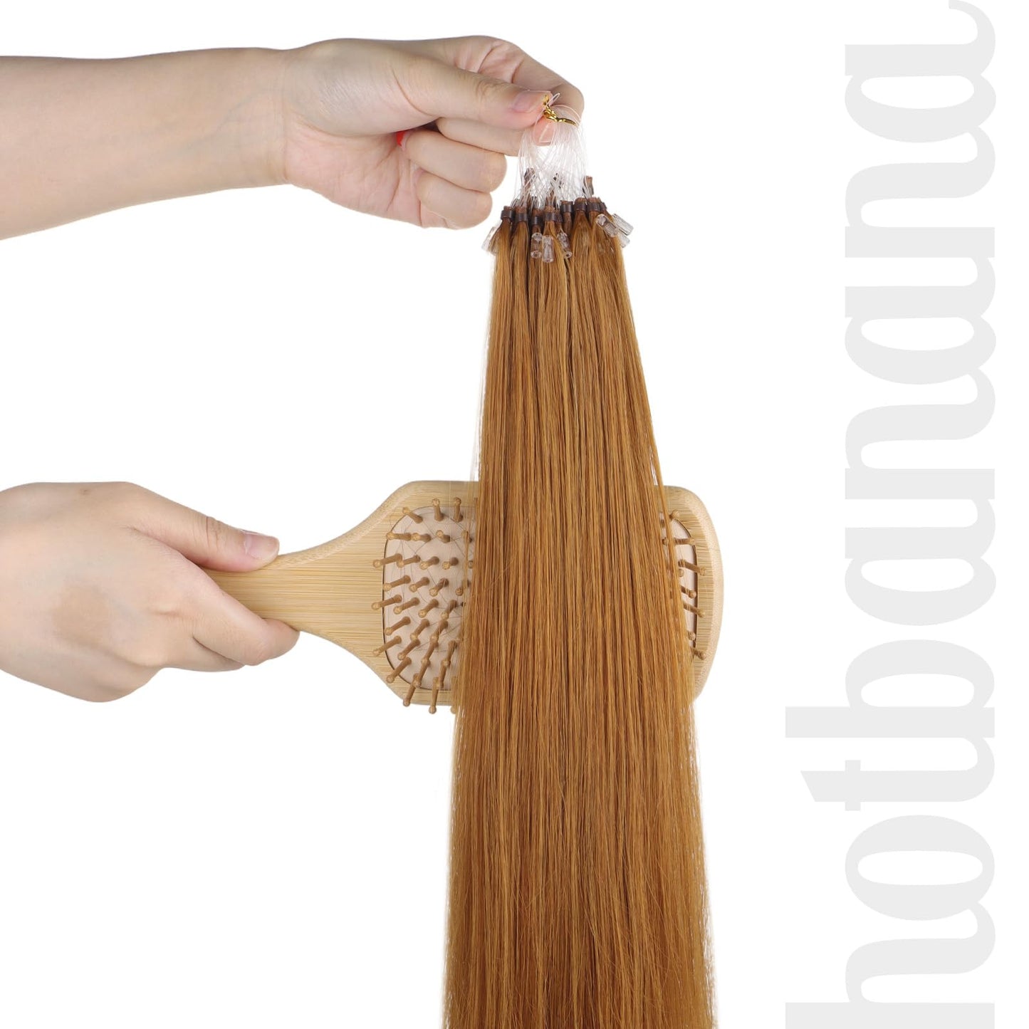 HOTBANANA Micro Ring Hair Extensions Human Hair, 16 inch 50g 50s Auburn Ginger Micro Beads Real Human Hair Extensions Straight Micro Link Micro Loop Hair Extensions