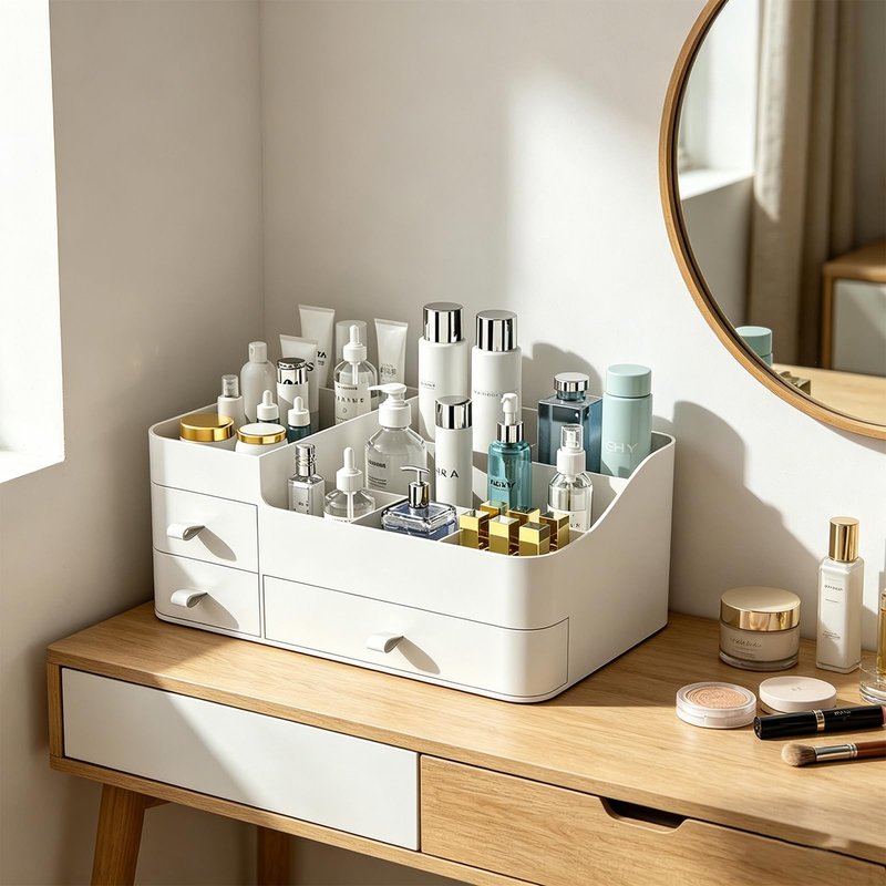 MIUOPUR Makeup Organizer with Drawers, Bathroom Counter Organizer, Plastic Cosmetic Display Case, Large Skincare Storage for Vanity Countertop, Ideal for Bedroom Dresser top and Desktop