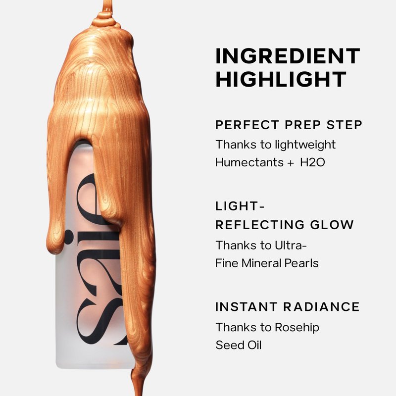 Saie Mini Glowy Super Gel - Hydrating Makeup Primer and Illuminating Glow Serum Enriched with Vitamin C and Squalane Oil - All-Over Liquid Highlighter Makeup for Instant Glass Skin - Starglow (0.5 oz)