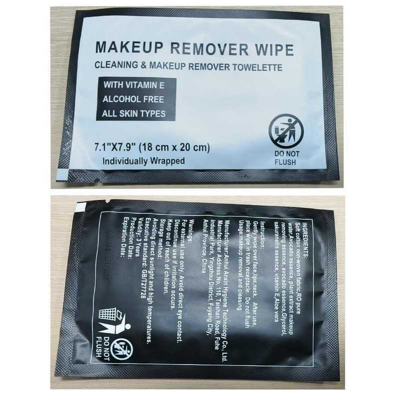 HAIFOTRVA Individual Makeup Remover Wipes Bulk - Pack of 200,Black Individually Wrapped Face Cleansing Wipes Travel Size for Mascara,Lipstick,Skin Care,Hotel Toiletries