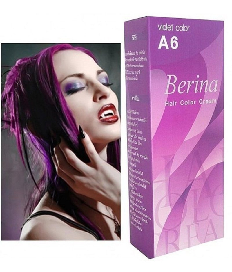 Berina Cream Hair Dye Permanent Color Purple Punk Emo Go A6.