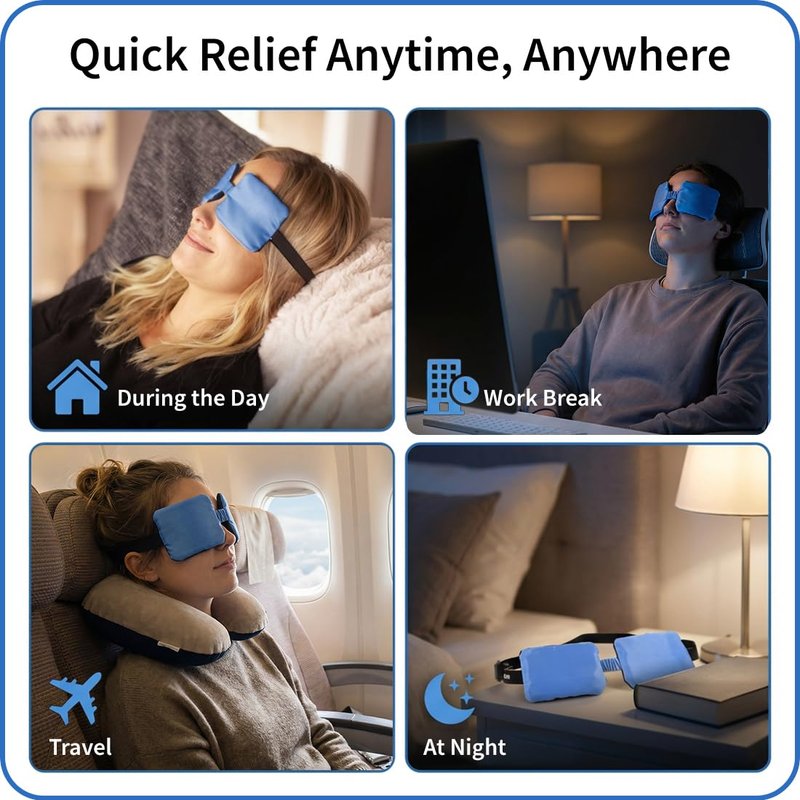 EyeGiene Insta-Warmth System Eye Mask with 10 Pairs of Warming Wafers, Heated Dry Eye Mask, Multi-Use Heat Treatment for Dryness, Fatigue, Styes, Blepharitis, Medical Device, Travel Accessories