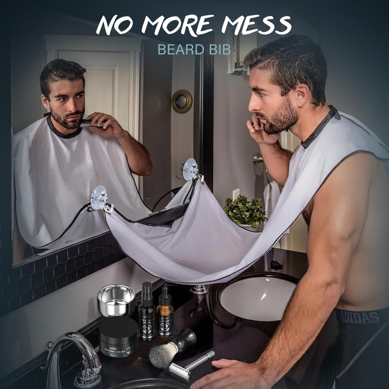 8Pcs Shaving Kit for Men Gift Basket for Christmas Birthday Father's Day Includes Pre-Shave Oil Shaving Cream After Shave Cream 10pcs Razor Blades Safety Razor Shaving Bowl Shaving Brush Beard Bib