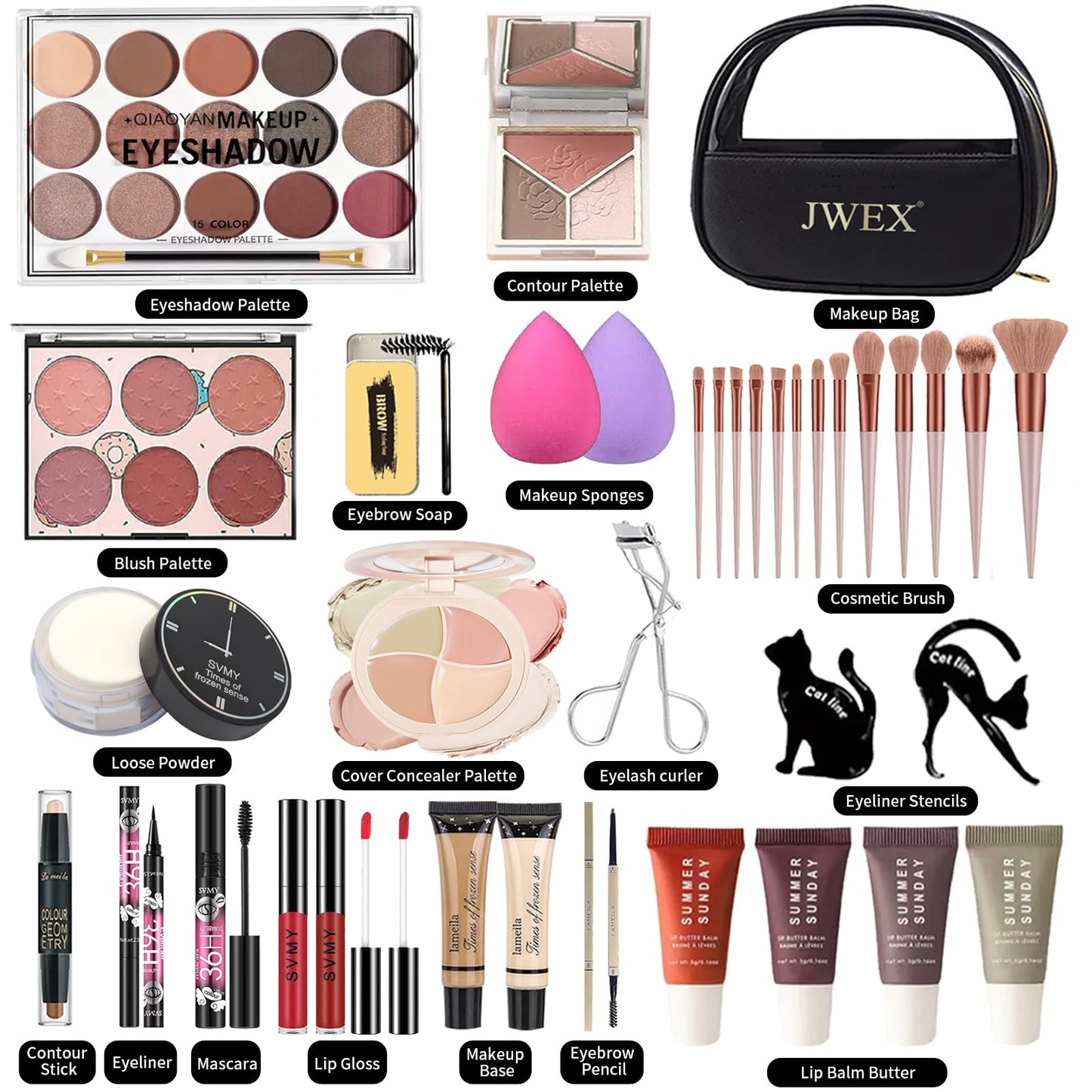 37 Pcs All in One Makeup Kit for Women Full Kit, Makeup Gift Set for Beginners Teenager, Multipurpose Makeup Set Includes Eyeshadow Palette Contour Stick Cosmetic Brush (A204)