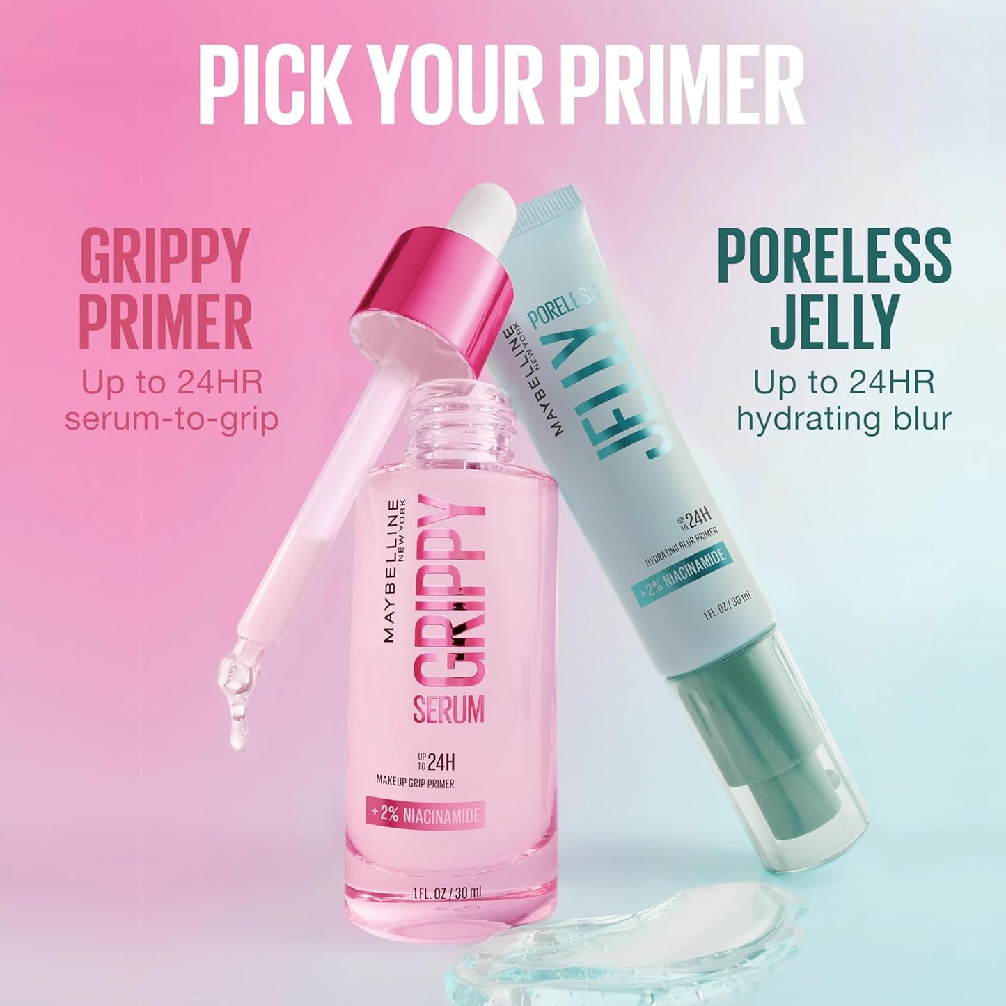 Maybelline Poreless Jelly Primer - Hydrating Blurring Makeup Primer with 2% Niacinamide | Clear, 1 Count