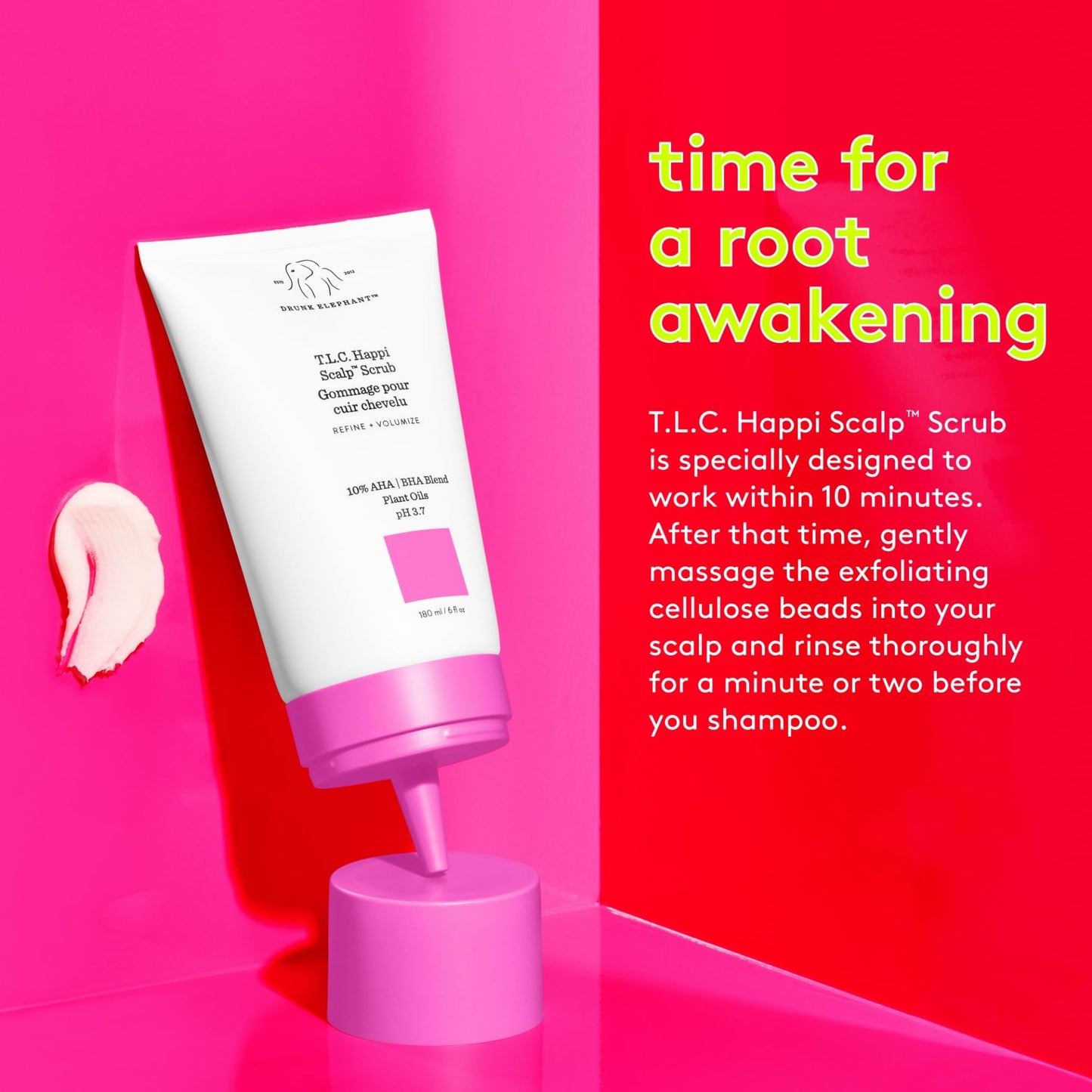 Drunk Elephant T.L.C. Happi Scalp Scrub - 180 ml/6 fl oz - Clean Clinical - Sulfate-Free - Cruelty-Free - Dermatologist-Tested - Free of Essential Oils, Silicones, and SLS