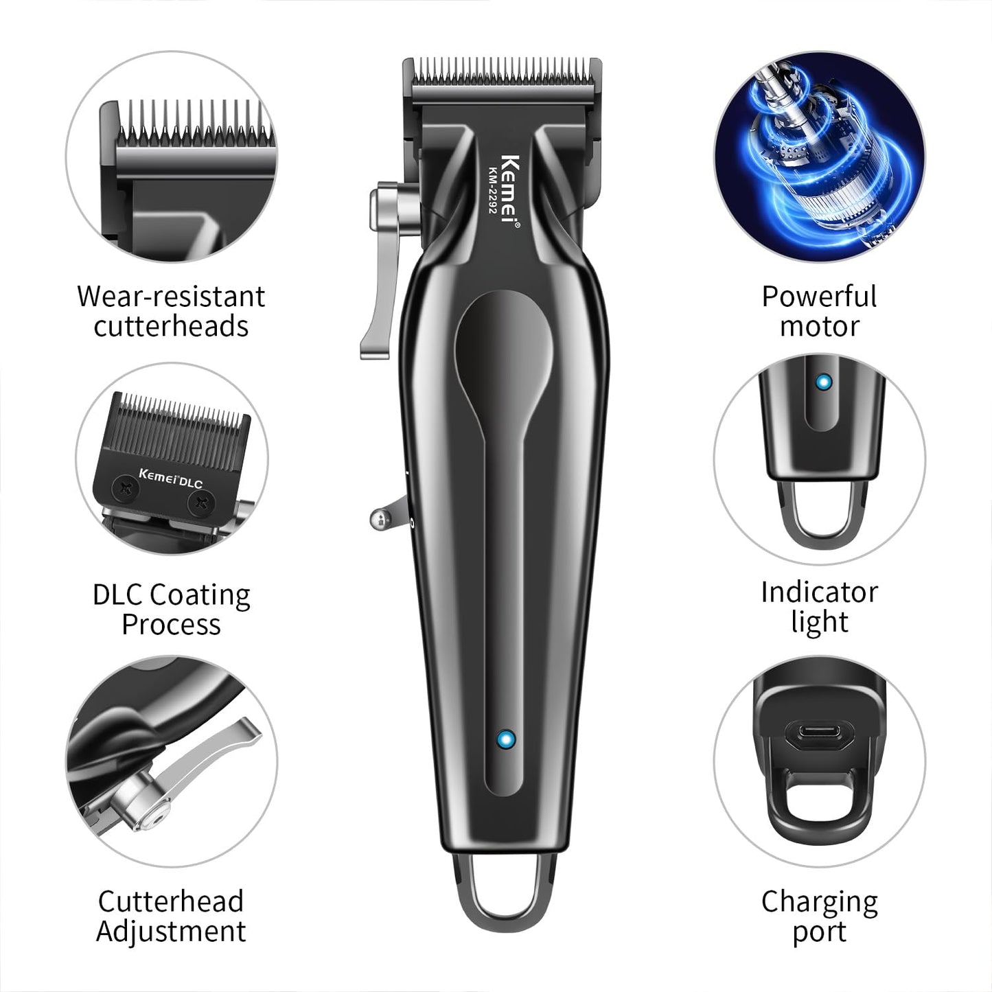 KEMEI Professional Hair Trimmers for Men, Clippers for Hair Cutting, Cordless Rechargeable Hair Clippers, Haircut Clippers, Hair Cutting Tools, LED Display, Gifts for Men 2210