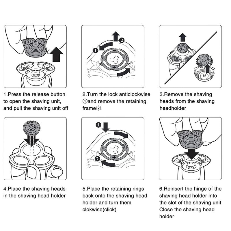 Philips Norelco SH60 Replacement Heads - Compatible Blades for Series 6000 Shavers | 6 Pack