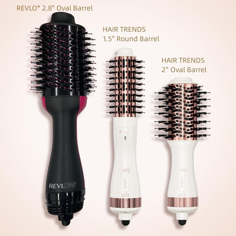1.5 Inch Barrel (2.8'' Plus Bristles) Dual Voltage(110~250V) Round Brush Blow Dryer for Should Length Hair, Hair Dryer Brush with European Plug Adapter, 4-in-1 Negative Ionic One Step Volumizer Dryer