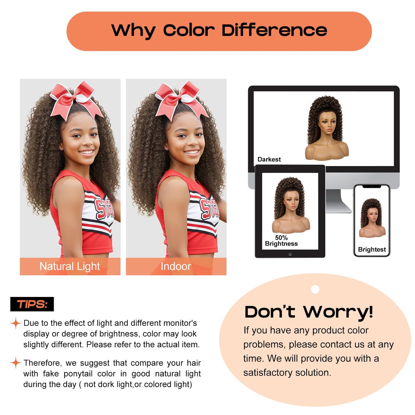 SEIKEA Cheer Ponytail Hair Piece, 100% Super Protein Fiber Curly Cheerleader Hairpiece Lightweight Fluffy Natural Soft 18" Ponytail Extension for Cheerleader Competition, Dance Mocha Melt