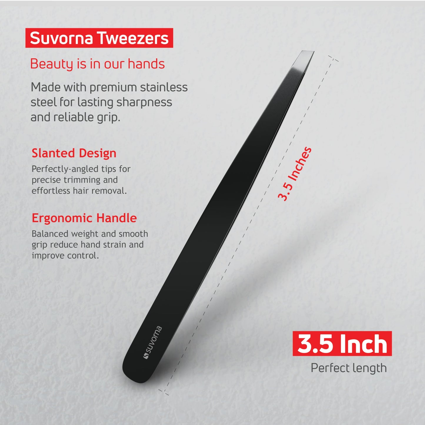Suvorna Premium Beard & Mustache Set with Beard scissors for men, Straight Razor with blades- Facial Hair/Nose/Eyebrow Scissors - Slant Tweezers (6 Pcs Black)