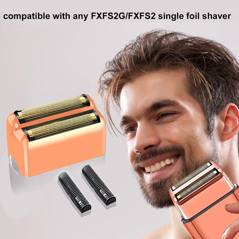 3 pack Professional Replacement Foil and Cutters for BaBylissPRO Barberology Double Foil Shaver, Compatible with BaBylissPRO Barberology FXFS2 Shaver,GoldRose Gold
