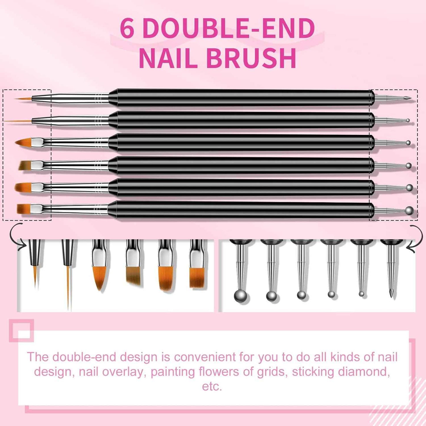 Professional SAVILAND LED & UV Builder Nail Gel Kit with 6 Double-End Nail Art Tools