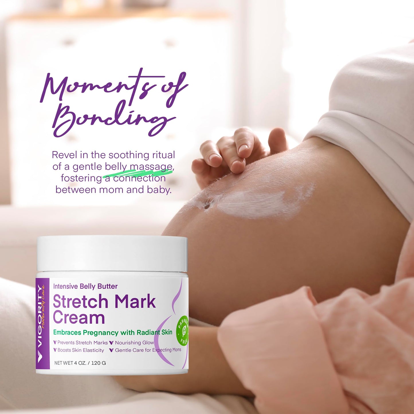 Stretch Mark Cream for Pregnant Women: Stretch Mark Treatment for Pregnancy - Belly Butter For Pregnant Women - Massage Lotion To Prevent And Repair Maternity Stretch Marks Scar - 4 Oz