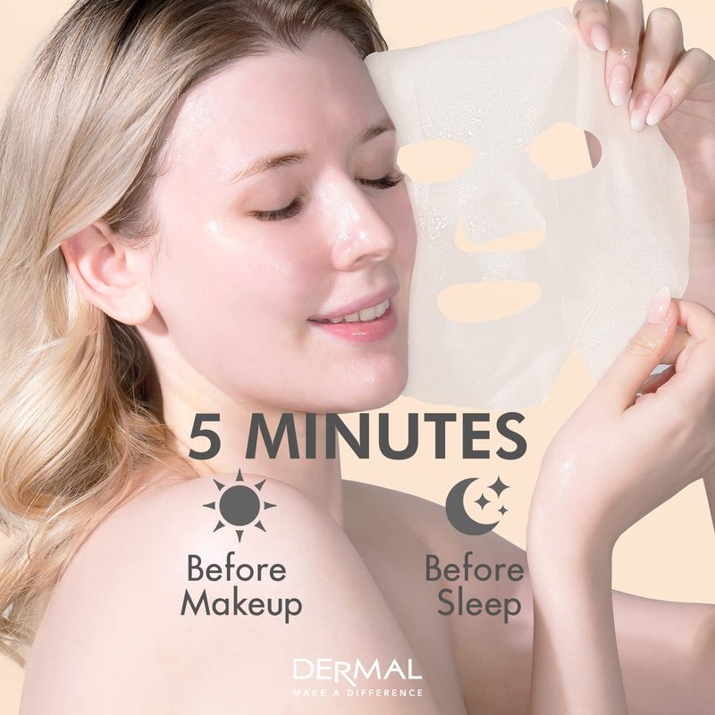 Korean Collagen Face Mask - Hydrating & Soothing Sheet Mask Set | 32 Combo Pack, Hypoallergenic Care for All Skin Types