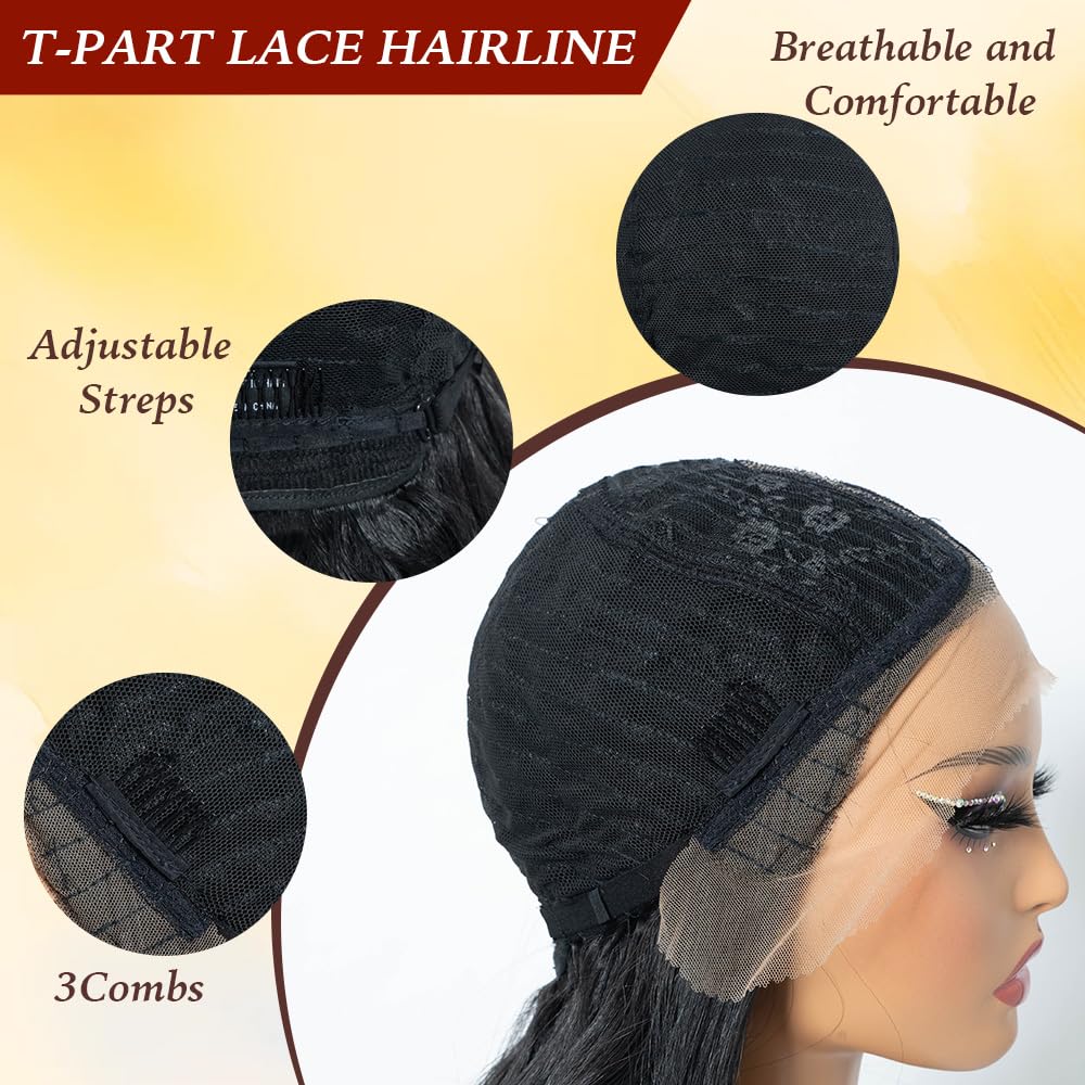 Rebecca Q Long Wavy Synthetic Lace Front Wig for Women 30 inches Middle Part Natural Hairline Heat Resistant Fiber Wigs for Daily Party (Ginger)