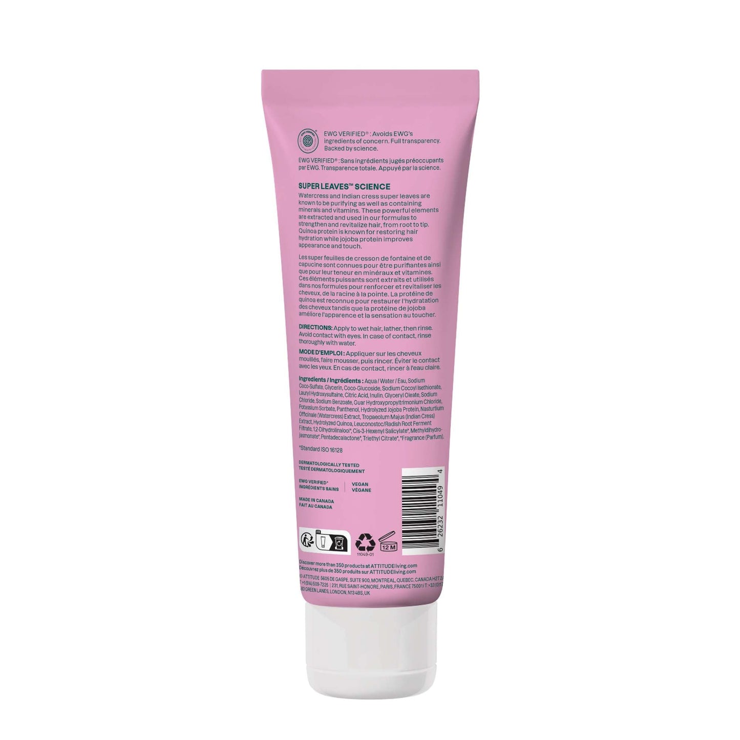 ATTITUDE Moisture Rich Hair Shampoo, EWG Verified, For Dry and Damaged Hair, Naturally Derived Ingredients, Vegan, Plant Based, Quinoa and Jojoba, 8 Fl Oz