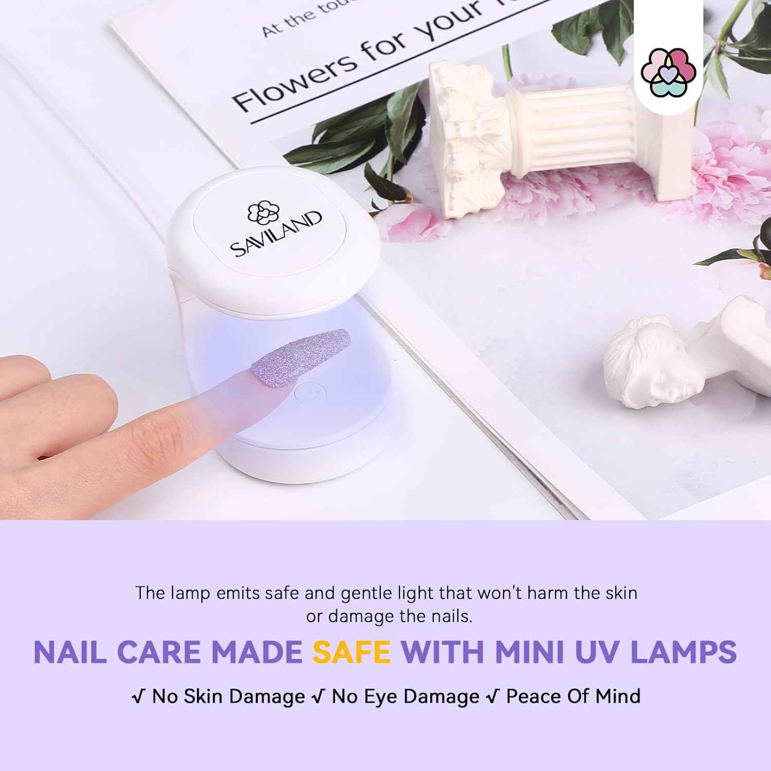 16W Saviland Mini Nail Lamp - Portable UV Light for Quick-Dry Gel Nail Extensions
