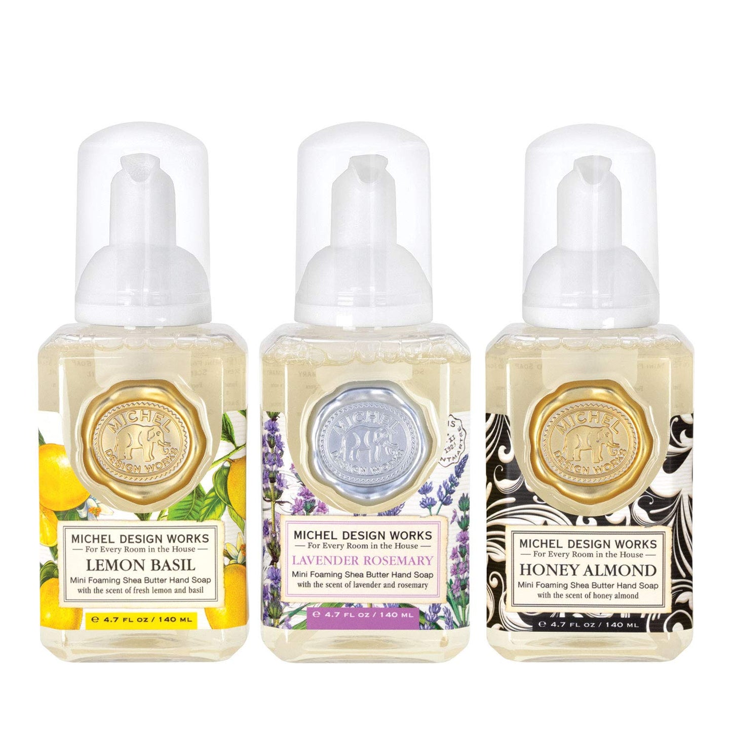 Michel Design Works Wintertime Whimsy Mini Foaming Soap 3-Pack Set (Nutcracker Suite, Winter Woodland, Peppermint)