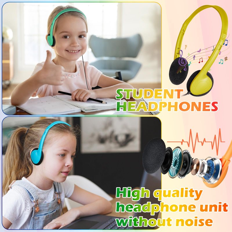 ZNXZXP 18 Pack Classroom Kids Headphones Bulk for School Students Children Teen Boys Girls, Wholesale Bulk Headphones for Classroom Earphones 3.5mm Jack Mix Colors (B)