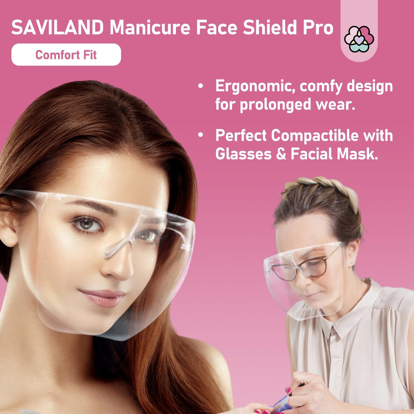 SAVILAND 300W U V LED Nail Lamp: Motion Sensor Nail Dryer Super Fast Curing U V Light SAVILAND Nail Face Mask for Nail Drill: Salon Clear Visibility & Comfortable Wear Full Face Mask Splash Resistant