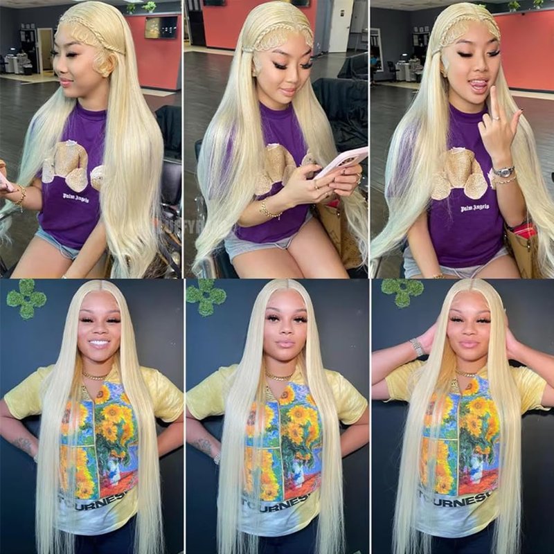 NJMNJM Straight Blonde 613 Human Hair Bundles, Straight Brazilian Virgin Human Hair Bundles, Blonde Single Bundle,#613 Color(18 inch)