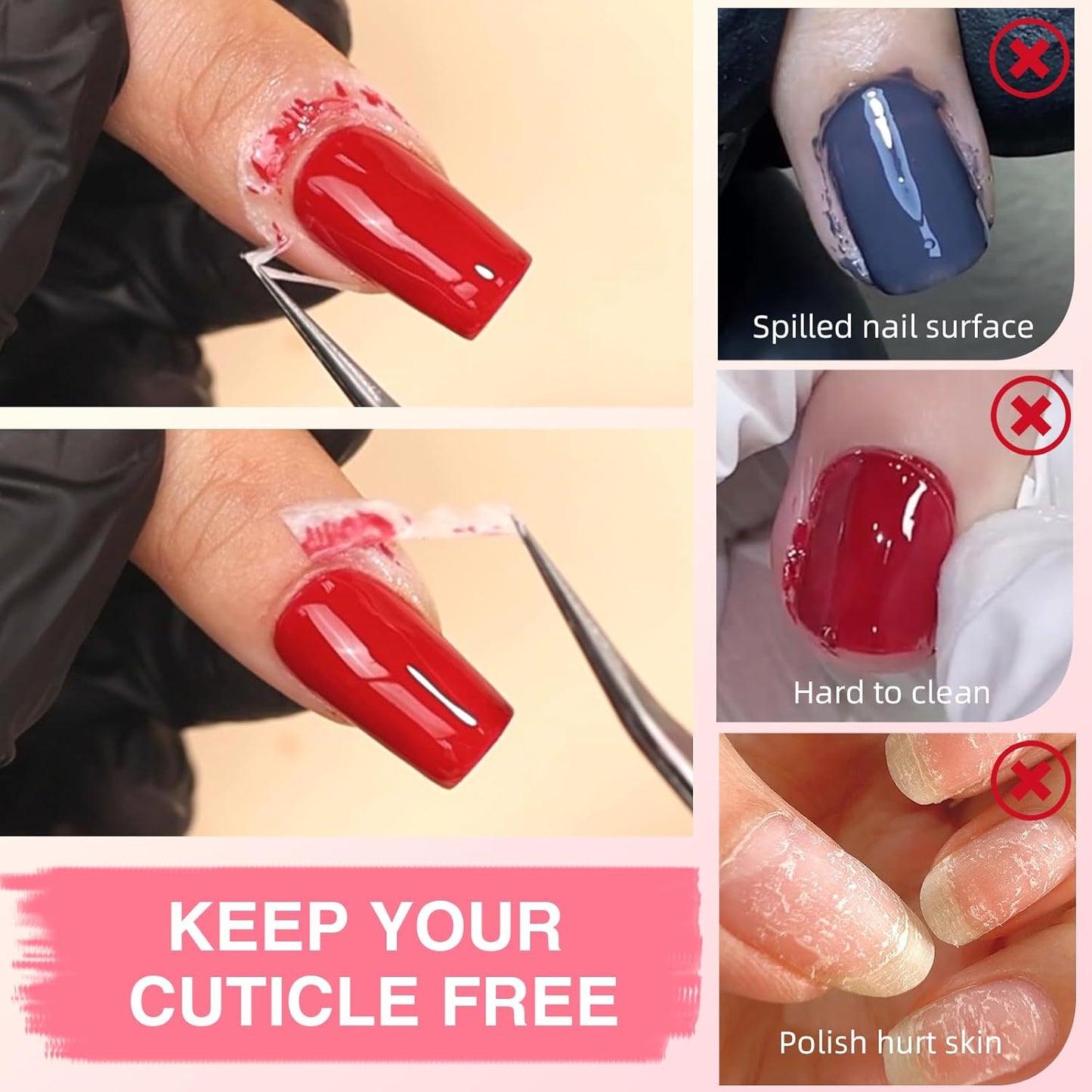 Gel Polish Remover Kit - 3 x 18ml with Cuticle Oil & Liquid Latex Tape, Fast 3-5 Min Removal