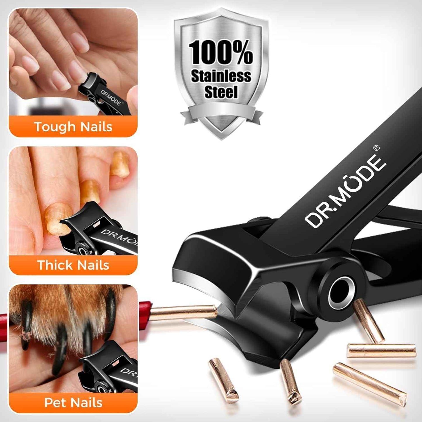 Thick Toenail Clippers for Men & Seniors - Wide Opening Ingrown Nail Cutter with Catcher