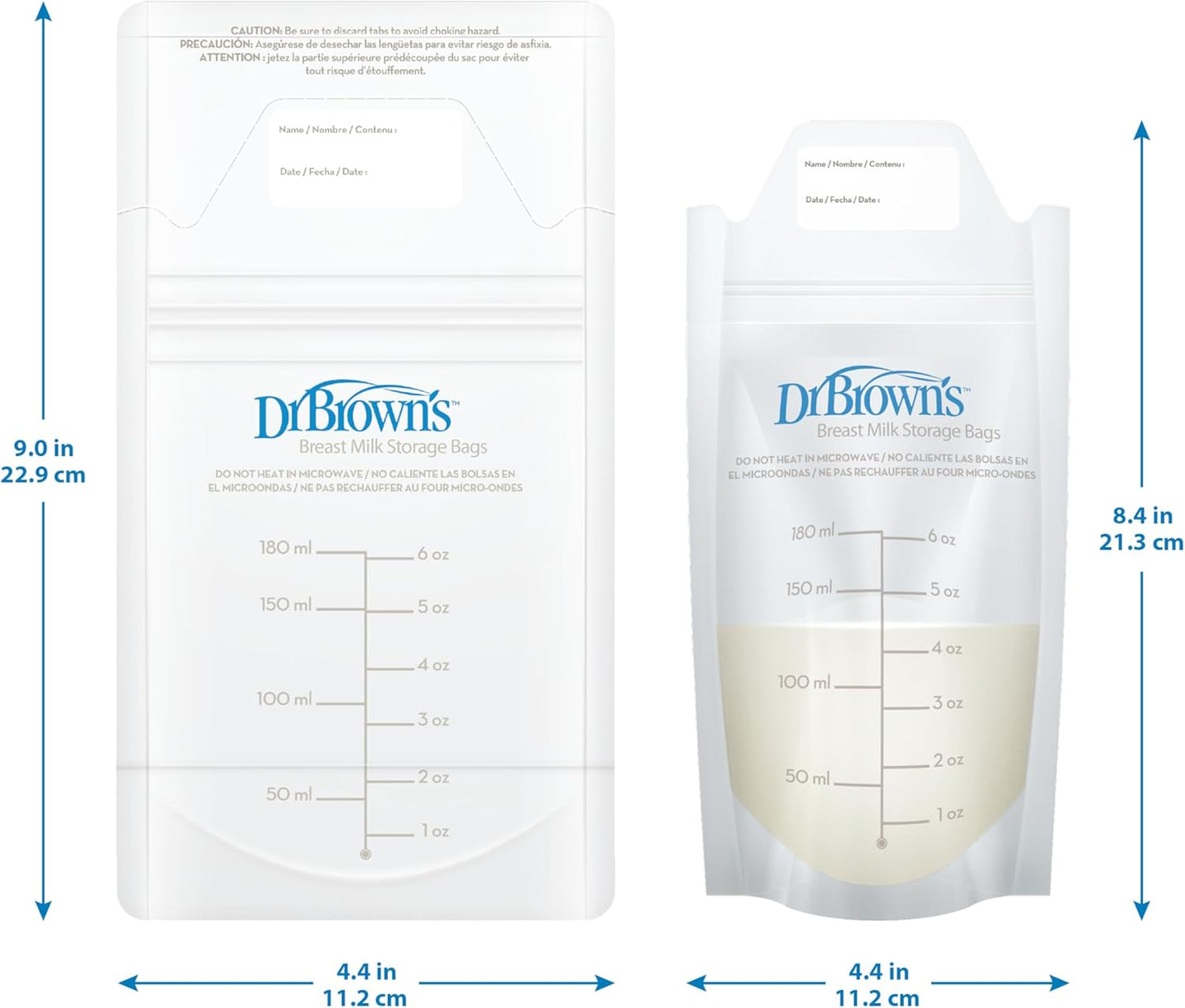 Dr. Brown’s Breast Milk Storage Bags - Durable Disposable Freezer Bags | 100 Count, 6 oz, BPA-Free