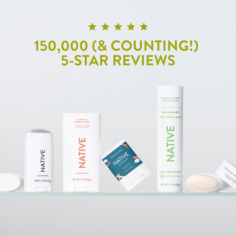 Native Sensitive Deodorant Contains Naturally Derived Ingredients, 72 Hour Odor Control | Deodorant for Women & Men, Aluminum Free with Baking Soda, Coconut Oil and Shea Butter, Aloe & Green Tea