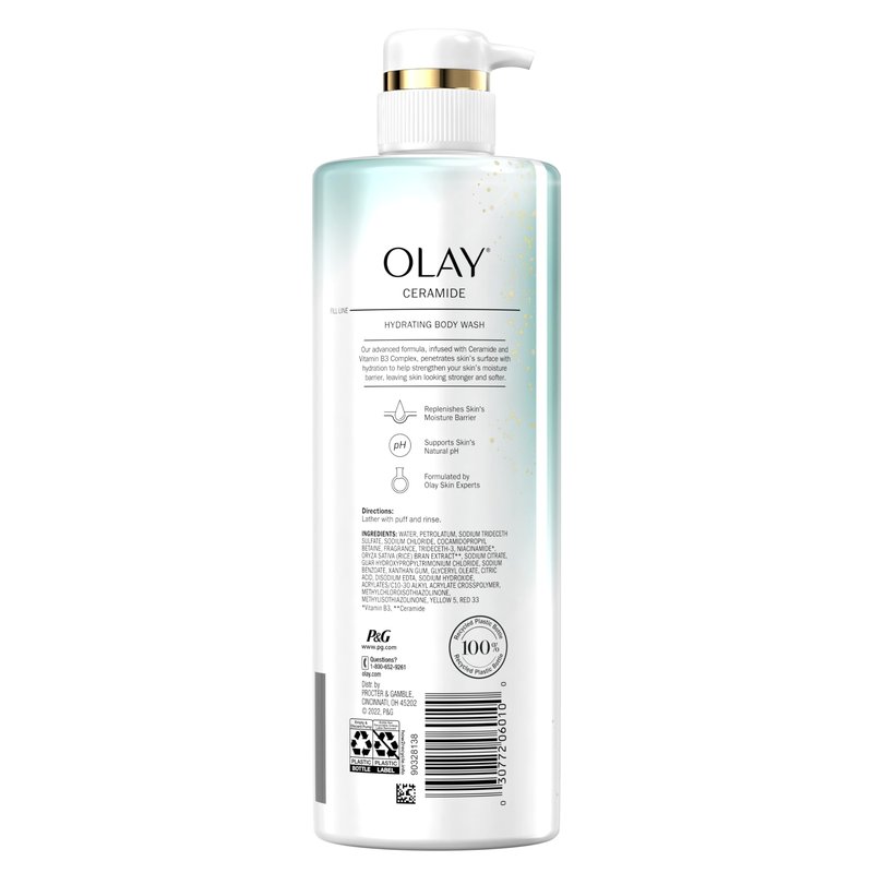 Olay Cleansing & Strengthening Body Wash for Women with Ceramide & Vitamin B3 Complex, Supports Skin's Natural PH, Advanced Formula, 20 fl oz