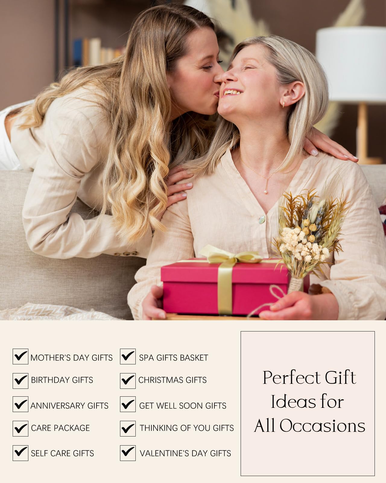 JMHACHY Spa Gifts for Women - Mothers Day Gift Basket for Her, Natural Themed Self Care Kit, Birthday Anniversary Care Package Ideas for Wife Girlfriend Mom from Daughter Husband Friend, 8PCS Items