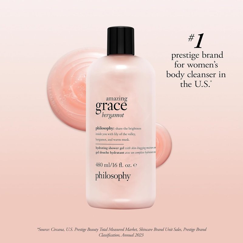 Philosophy Amazing Grace Hydrating Bath & Shower Gel - Soothes Dry Skin | Vegan Formula