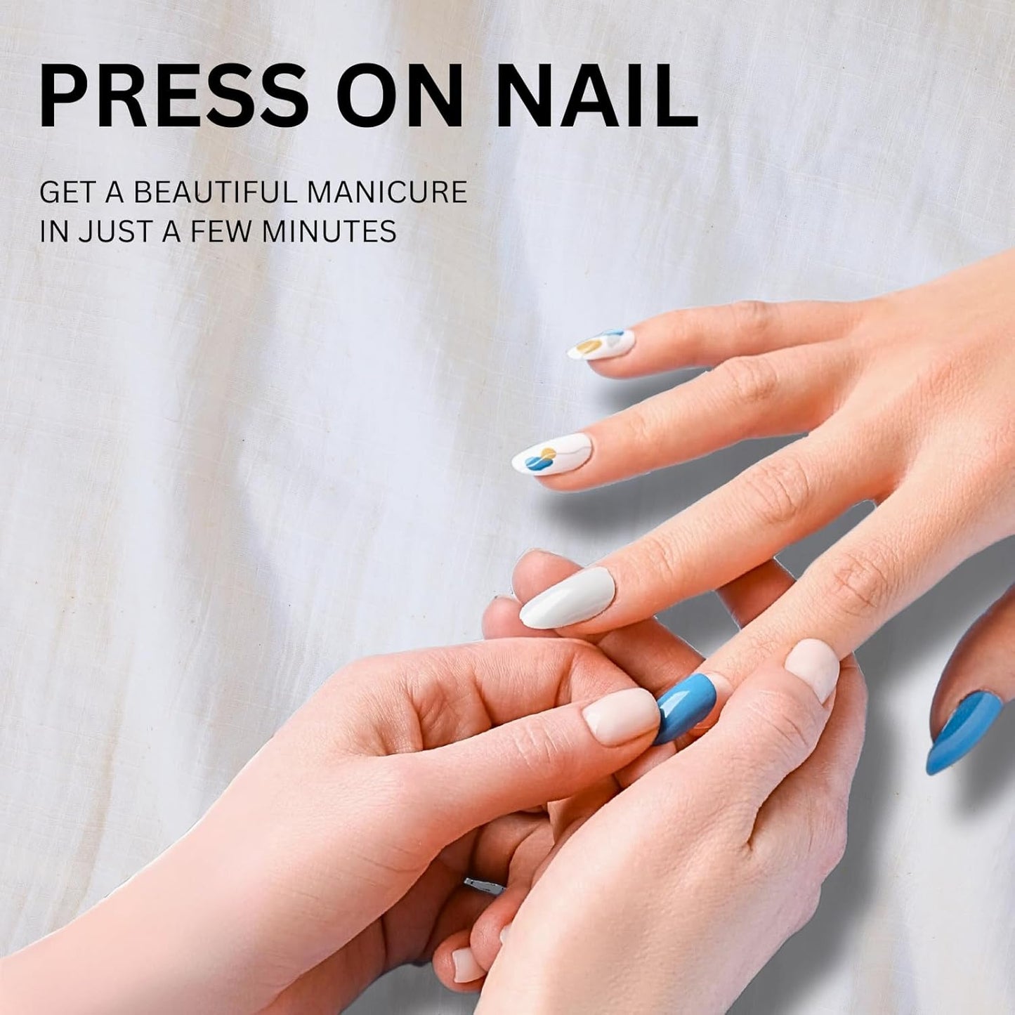 3D Squoval Press-On Nails with Star Glitter - Pink Fake Nails for Women & Girls