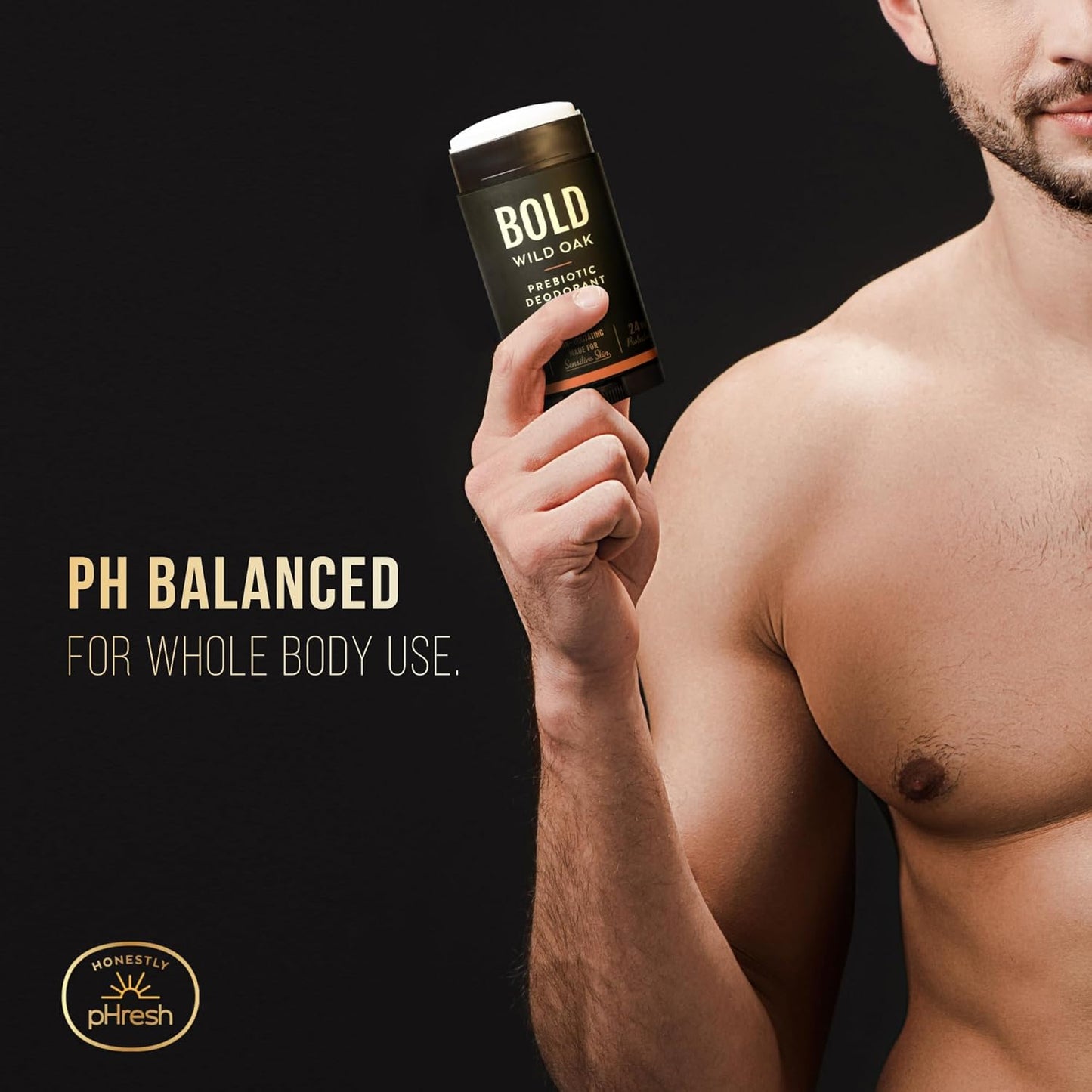 Prebiotic Natural Deodorant for Men - Aluminum & Baking Soda Free | 24-Hour Odor Protection, Bold Wild Oak Scent, 2.5 oz
